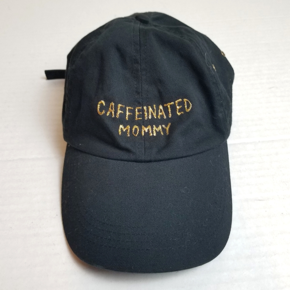 CAFFEINATED MOMMY black baseball hat